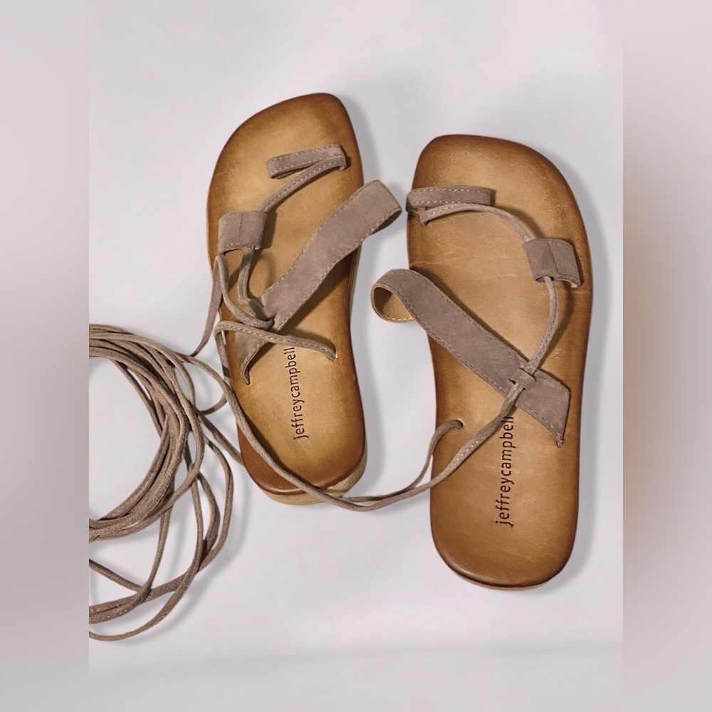 Jeffrey Campbell Vista Gladiator Suede Wrap Sandal Tan - Picture 3 of 9